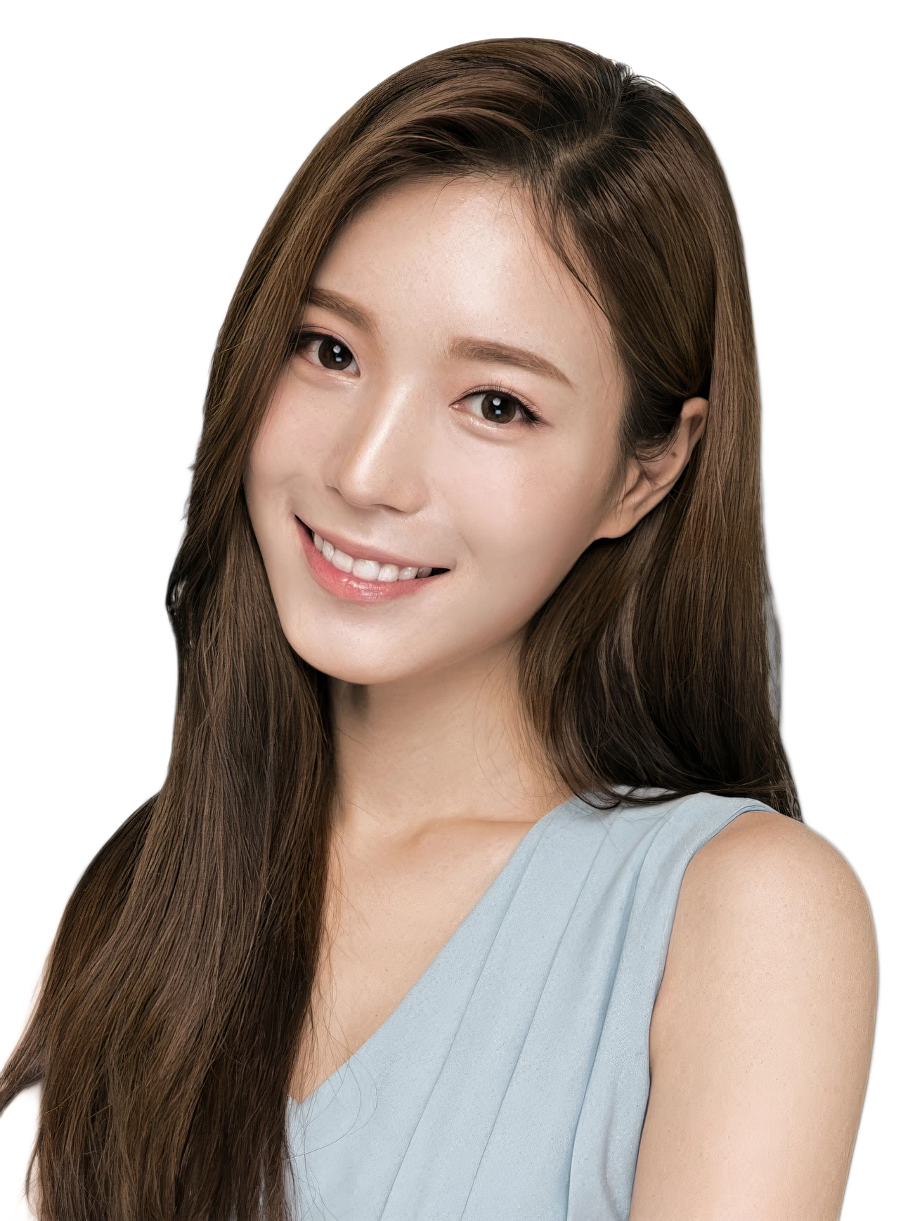 미소 짓는 여성 모델